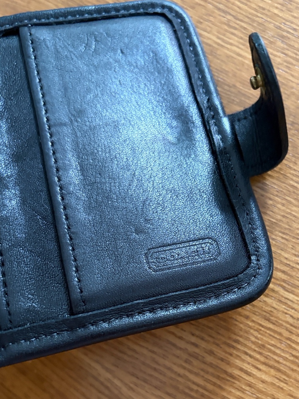 Rare Vintage Coach Black Leather Bifold Wallet Tab Closure Pocket Wallet - Picture 11 of 12
